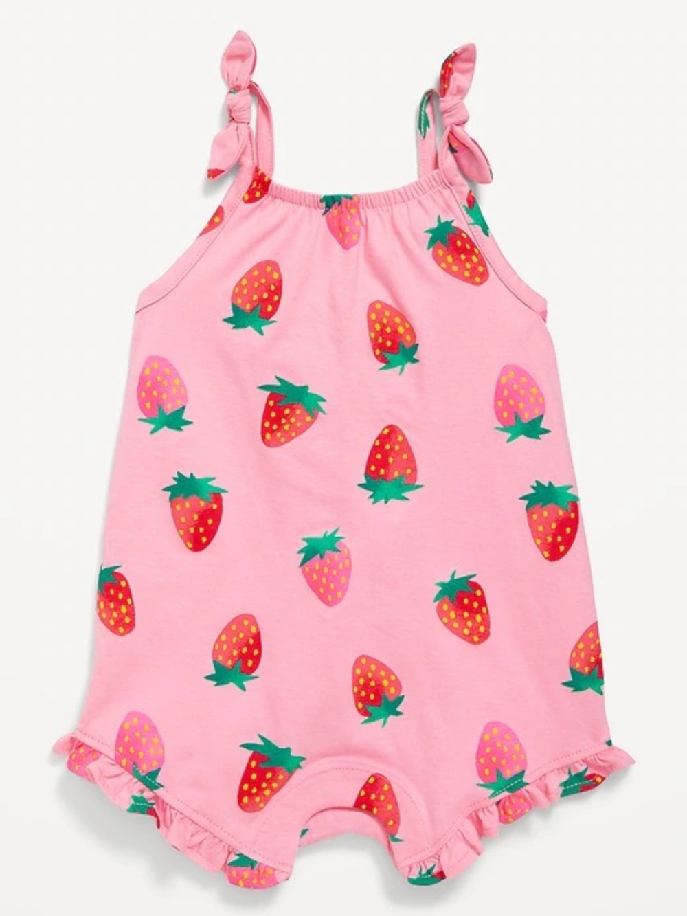 NEW Old Navy Sleeveless Tie-Knot One-Piece Strawberry Romper size 12-18 Months